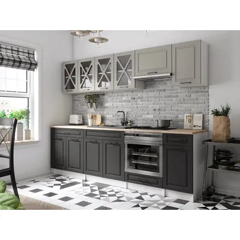 Kuchyňská linka Falco Kuchyňská linka Gréta 260 cm, kámen/grafit mat