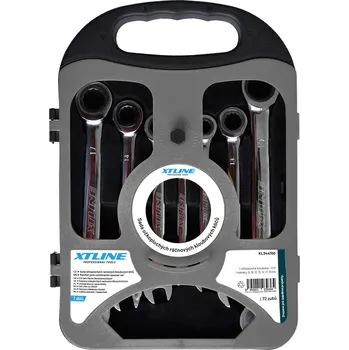 Ráčna XTLINE Sada očkoplochých ráčnových klíčů, chrom 72 zubů, 7 dílů | 8-19 mm, plastový obal - KL344700