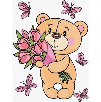 Set školních potřeb Malowanie po numerach - Uroczy miś 30x40cm