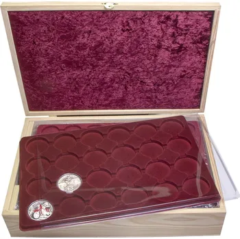 Sběratelství Luxusní přírodní dřevěná kazeta na stříbrné pamětní mince ČNB od roku 1993 červená plata