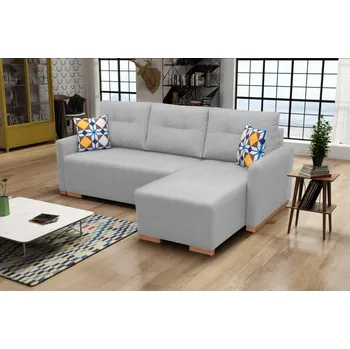 Sedací souprava Falco Rohová sedací souprava Padova, rozkládací s úložným prostorem, pravá, světle šedá Malmo 83