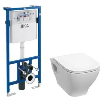 WC sada Jika Deep - Set předstěnové instalace a závěsného klozetu, Rimless, DualFlush, bílá H6006160000002