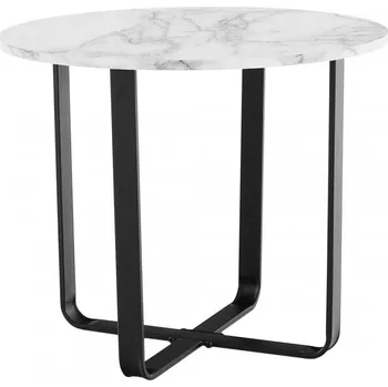 Konferenční stolek Kulatý konferenční stolek SALINO, bílý mramor/černý kov