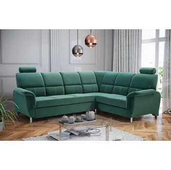 Sedací souprava Falco Rohová sedací souprava Nadia rozkládací s úĺožným prostorem, pravá, zeleno šedá/Velva 08