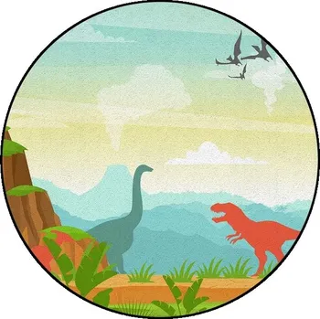 Koberec Kulatý 3D dětský koberec s dinosaury - 13,Rozměr 140 cm x 140 cm