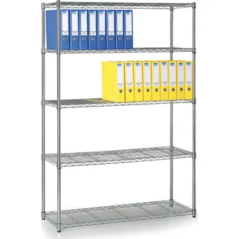 Dílenský regál B2B Partner Chromovaný regál s drátěnými policemi, 1800 x 900 x 350 mm
