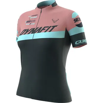 cyklistický dres Dres Dynafit Squad Zip S/S Tee W mokarosa 2023 Barva: starorůžová / modrá, Velikost: XS