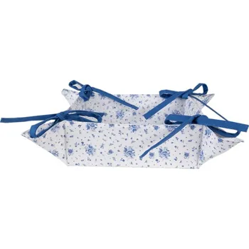 chlebník Bavlněný košík na pečivo se vzorem modré růže Blue Rose Blooming – 35x35x8 cm