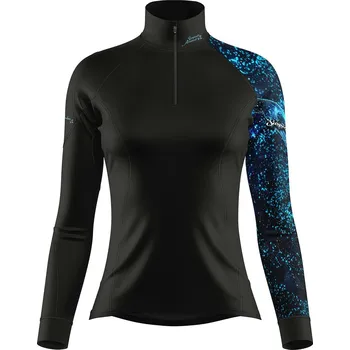 Dámské funkční triko dlouhý rukáv se zipem HEART LADY černá Bamboo Heavy - Modrá / XL