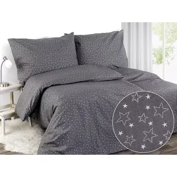 Povlečení Vánoční bavlněné povlečení - bílé hvězdy na šedé 140x200+70x90