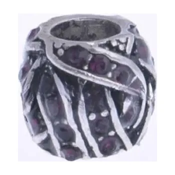 Přívěsek miXL.cz Korálky s velkým průvlekem - Pásky s krystalky - tmavě fialové