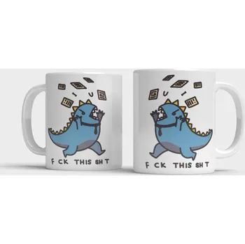 Hrnek Dinosauři - F*ck this sh*t - Červená