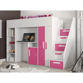 Dětská postel DK-obchod Party 14 90x200 cm bílá/růžová