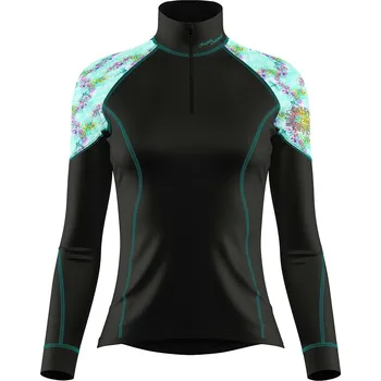 Dámské funkční triko dlouhý rukáv se zipem DRAGONFLY černá Bamboo Light New - Azurová / XL