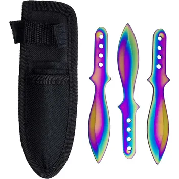 Bojový nůž X Sada 3ks vrhacích nožů "DUHOVÁ OSA" s pouzdrem