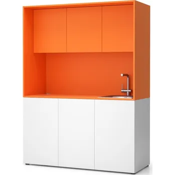 Kuchyňská skříňka PLAN Kuchyňka NIKA se dřezem a baterií 1481 x 600 x 2000 mm, oranžová, pravé