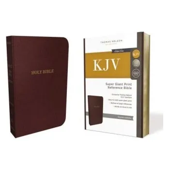 KJV Holy Bible: Super Giant Print with 43,000 Cross References, Burgundy Leather-look, Red Letter, Comfort Print: King James Version - Nelson, Thomas