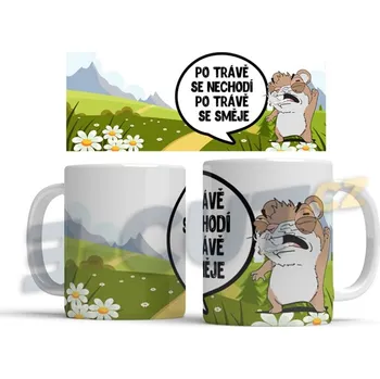 Hrnek Po trávě se nechodí. Po trávě se směje - Bílá