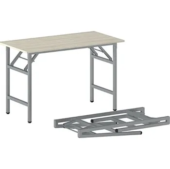 Jednací stůl B2B Partner Konferenční stůl FAST READY, 120x60 cm, šedostříbrná podnož, dub přírodní