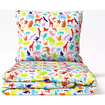 Povlečení Dětské bavlněné povlečení - barevná ZOO - do postýlky 90x140+40x60