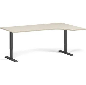 Psací stůl B2B Partner Rohový výškově nastavitelný stůl, 180x120 cm, 2 motory, L/P, černá podnož, bříza