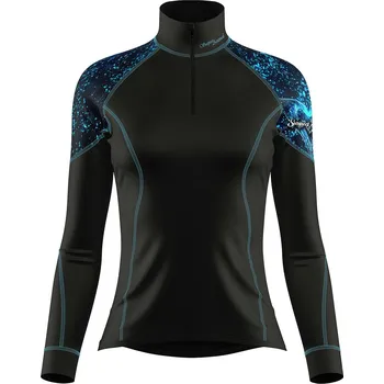 Dámské funkční triko dlouhý rukáv se zipem HEART černá Bamboo Light New - Modrá / XL