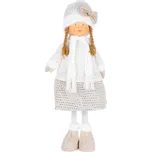 Postavička MagicHome Vianoce, Dievčatko v bielej čiapke, bielo-zlaté, látkové, 30x19x79 cm