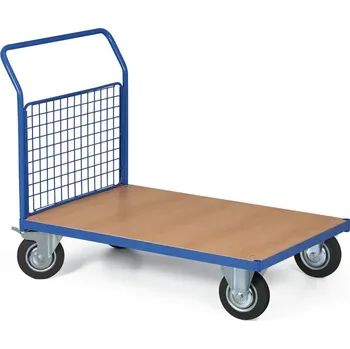 Plošinový vozík B2B Partner Plošinový vozík s drátěnou výplní madla, 1200x800 mm, nosnost 200 kg, kola 125 mm s černou pryží