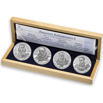 Sběratelství Sada 4 stříbrných medailí Poslední Rožmberkové proof