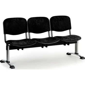 B2B Partner Čalouněná lavice do čekáren VIVA, 3-sedák, černá, chromované nohy