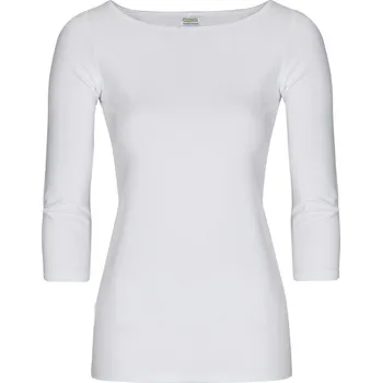 Dámská halenka Bambusový Top Lodička 3/4 Rukáv Bílá Dámská Velikost: M