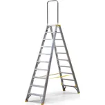 B2B Partner Oboustranné hliníkové schůdky ALVE FORTE s madlem, 2x10 stupňů, výška 2,12 m