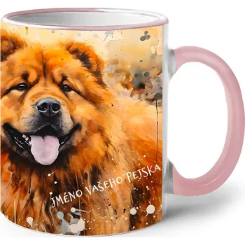 Keramický hrnek Čau-čau, Barva Růžová, Velikost 330 ml, Canvas Keramický hrnek s barevným uchem Bezvatriko.cz 2588