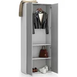 PLAN Kancelářská šatní skříň LAYERS, výsuv, 800 x 400 x 1905 mm, bílá / šedá