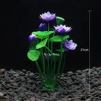 Dekorace do akvária Umělé lotosové rostliny pro akvarijní dekorace | plastová dekorace do akvária - 3