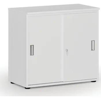 Nábytek B2B Partner Kancelářská skříň se zasouvacími dveřmi PRIMO WHITE, 800 x 420 x 740 mm, bílá