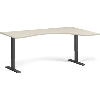 Psací stůl B2B Partner Ergonomický výškově nastavitelný stůl, 180x120 cm, 2 motory, L/P, černá podnož, bříza