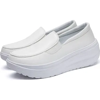 Dámské mokasíny Kožené mokasíny na vysoké platformě Barva: Bílá, Velikost: 36