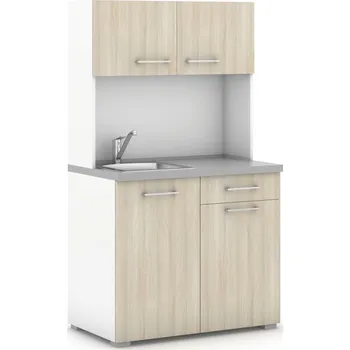 Kuchyňská skříňka B2B Partner Kuchyňka PRIMO s dřezem a baterií, bílá/dub přírodní