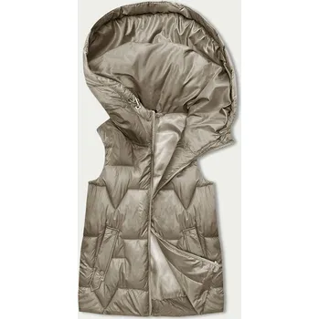 Dámská vesta Béžová dámská vesta s kapucí (B8171-12) odstíny béžové M (38)