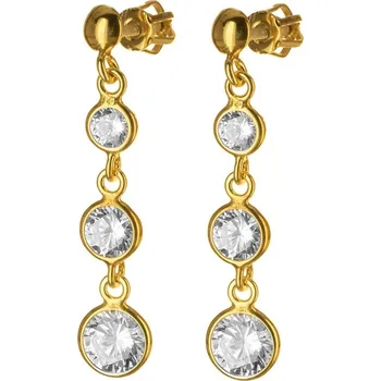 Náušnice Argento 66857 Pozlacené stříbrné náušnice - čiré kulaté zirkony