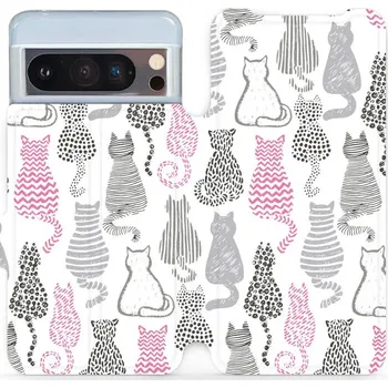 Pouzdro na mobilní telefon Flipové pouzdro Mobiwear - Google Pixel 8 Pro - MX01S Kočičí zádíčka (Knížkové flip pouzdro, obal, kryt na mobil Google Pixel 8 Pro - MX01S Kočičí zádíčka, materiál Umělá kůže + TPU - ochrana 360°, stojánek, silikonová vanička, magnetické zavírání)