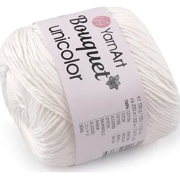 Příze Bavlněná pletací příze Bouquet Unicolor 100 g - 1 (3201) Off White