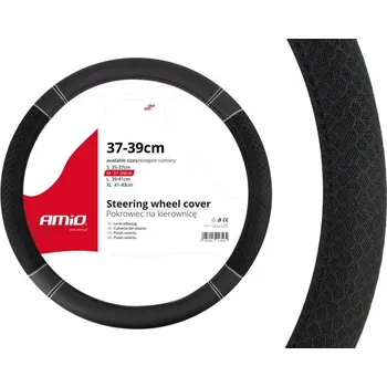 Auto-moto Potah volantu vzorovaný s prošitím UNI 37-39cm - černý