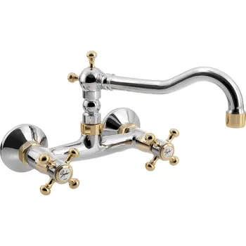 Vodovodní baterie Sapho Antea Nástěnná baterie, horní ramínko, ramínko 200 mm, rozteč 150 mm, chrom/zlato, 3362