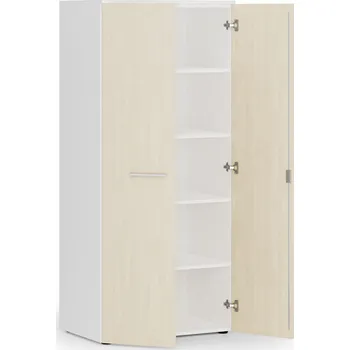 Policová skříň B2B Partner Kancelářská policová skříň PRIMO WHITE s dveřmi, 800 x 500 x 1781 mm, bílá/bříza