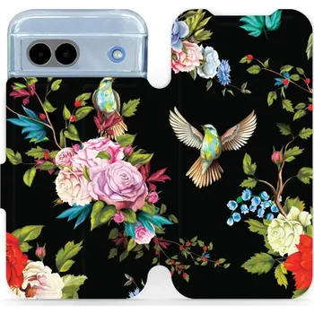 Pouzdro na mobilní telefon Flipové pouzdro Mobiwear - Google Pixel 8A - VD09S Ptáčci a květy (Knížkové flip pouzdro, obal, kryt na mobil Google Pixel 8A - VD09S Ptáčci a květy, materiál Umělá kůže + TPU - ochrana 360°, stojánek, silikonová vanička, magnetické zavírání)