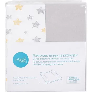 Přebalovací podložka CEBA Potah na přebalovací podložku 50x70-80 cm 2 ks Light Grey+Yellow Stars