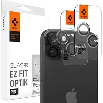 Spigen Glass tR EZ Fit Optik Pro 2 Pack tvrzené sklo na fotoaparát iPhone 15/15 Plus 14/14 Plus čiré