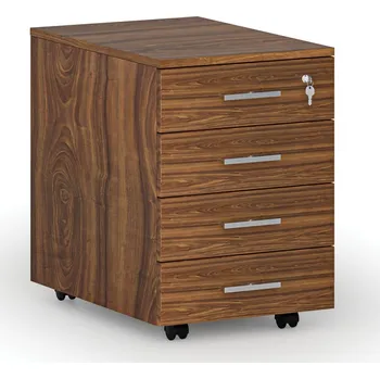 Zásuvkový kontejner B2B Partner Kancelářský mobilní kontejner PRIMO WOOD, 4 zásuvky, ořech